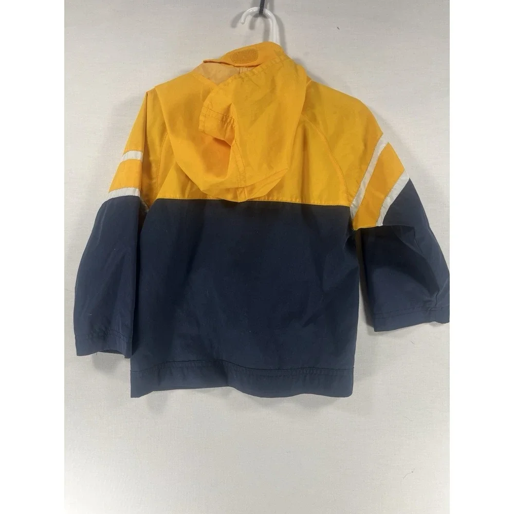 Nike Kids Windbreaker Jacket Size 3T Yellow Blue Hooded Full Zip Retro